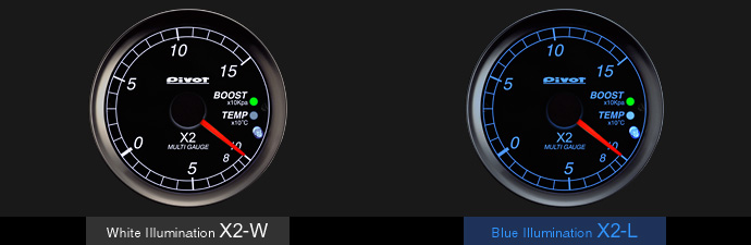 超激安得価ピボット　X2-L　マルチゲージ　ブルー照明　ブースト・水温表示　実働　コペン 追加メーター