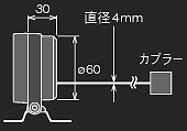 メーターφ60、奥行き30mm、コード直径4mm